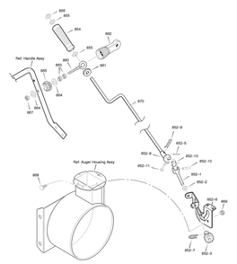 Chute Rod Diagram and Parts List for C950-52409-0 2004 Briggs and Stratton Snow Blower